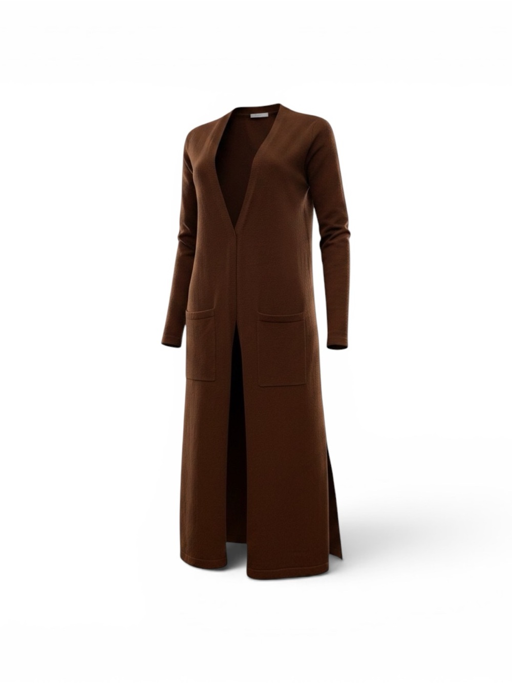 Theory Cashmere Open-Front Sweater in Warm Brown